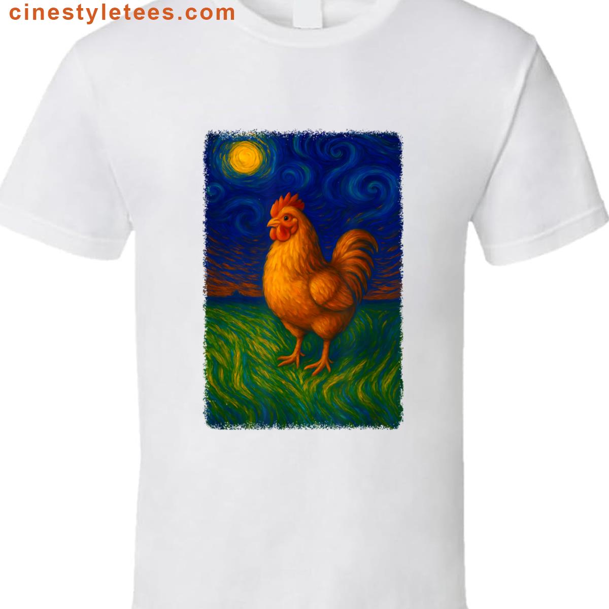 Chicken Starry Night Colorful Art Shirt