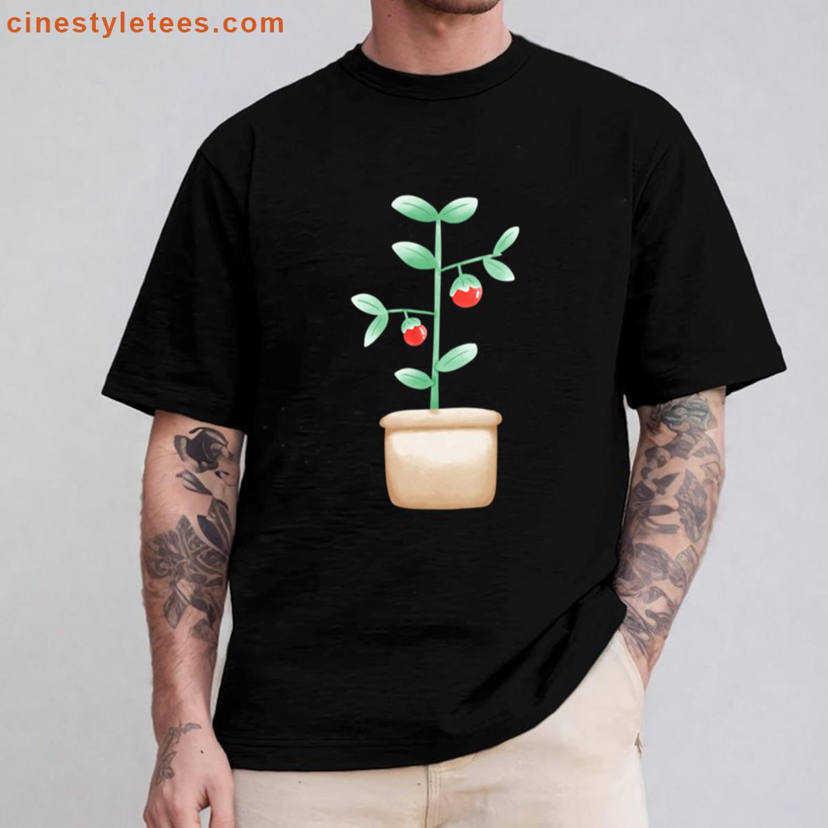 Cute Kawaii Tomato Plant Design Shirt