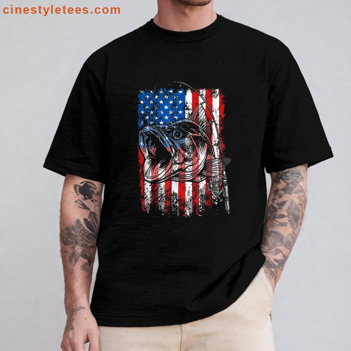 Fishing American Flag Shirt