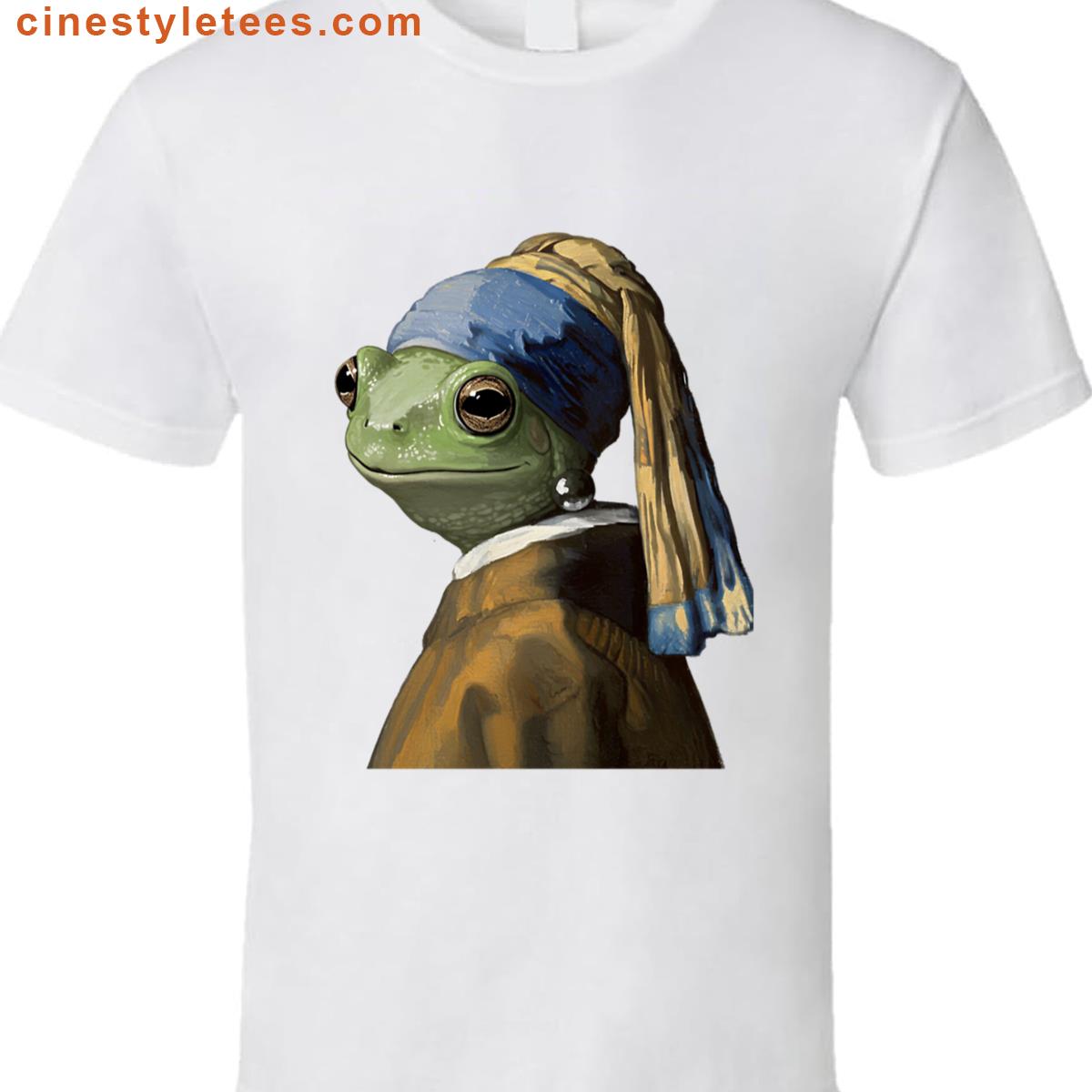 Frog With Pearl Earring Art Shirt