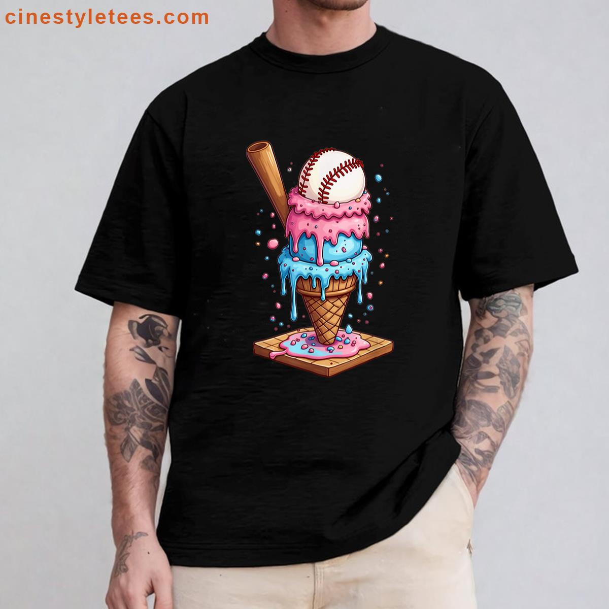 Funny Baseball Ice Cream Shirt