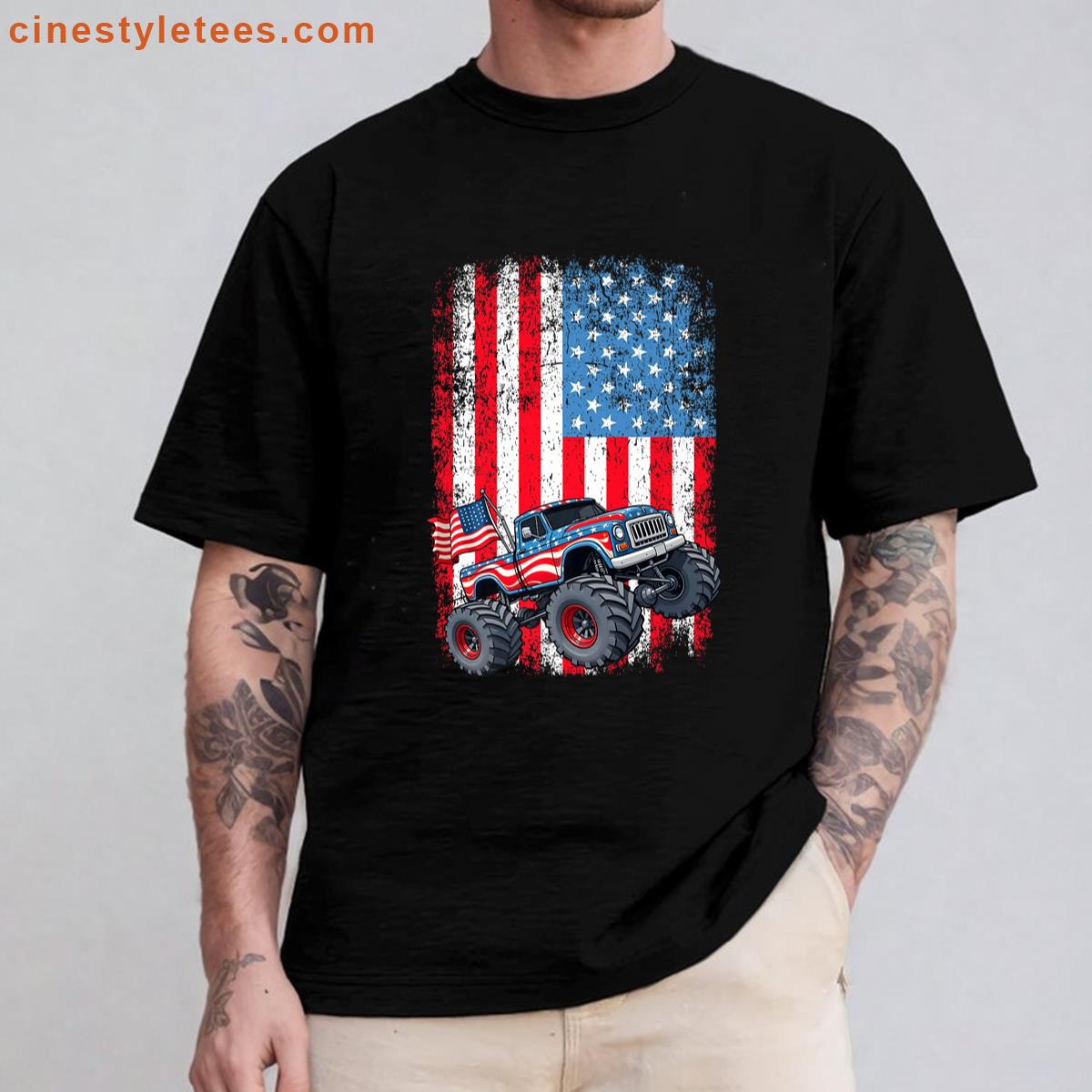 Monster Truck American Flag Shirt