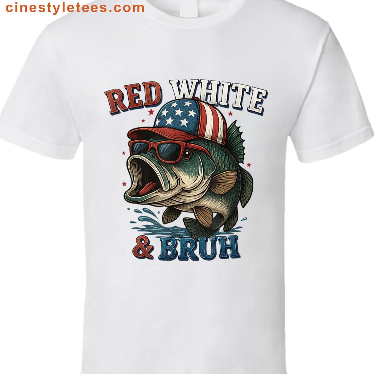 Red White Bruh America Fish Shirt