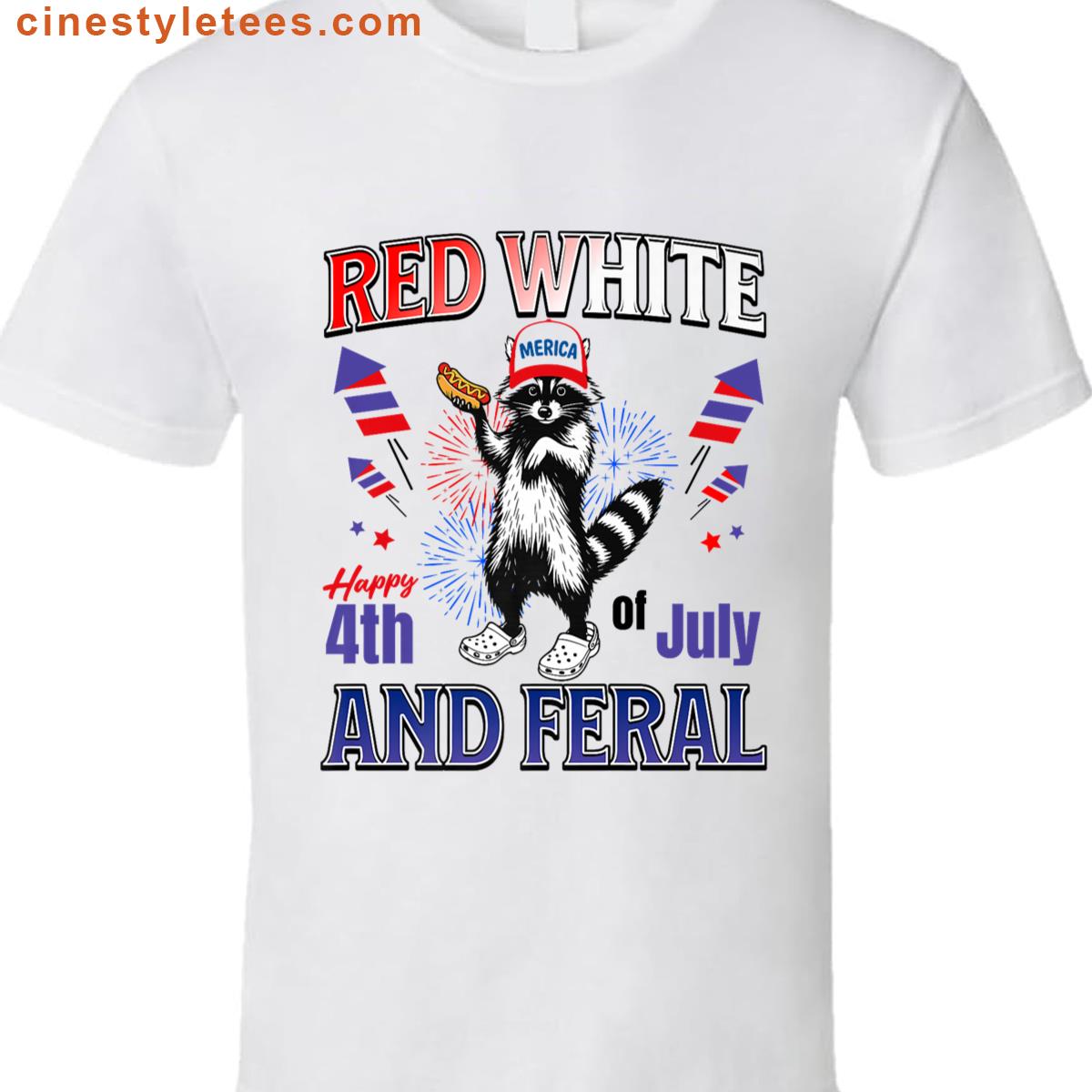 Red White Feral Raccoon Shirt