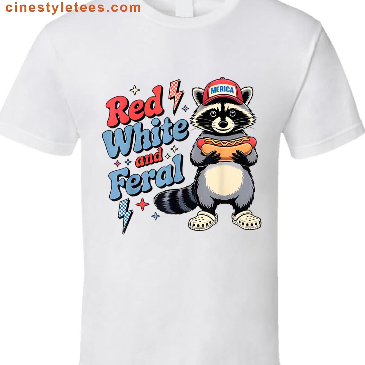 Red White Funny Raccoon Shirt