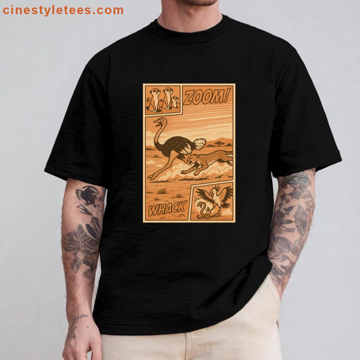 Wildlife Chase Comic Oversized Shirt
