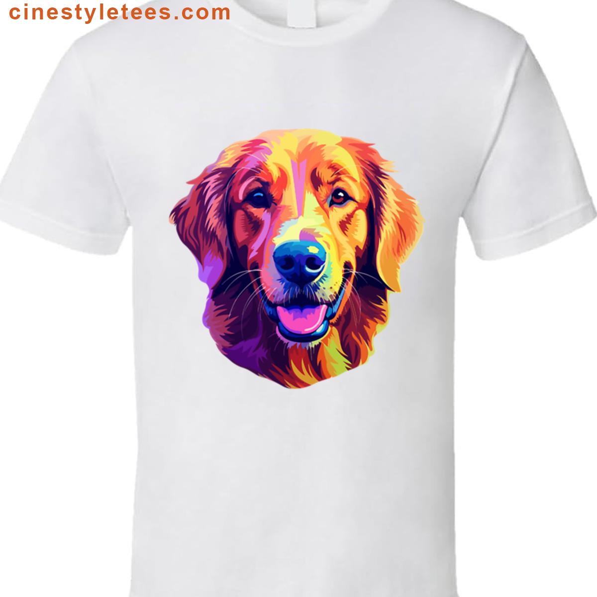 Vibrant Golden Retriever Art Tee Shirt