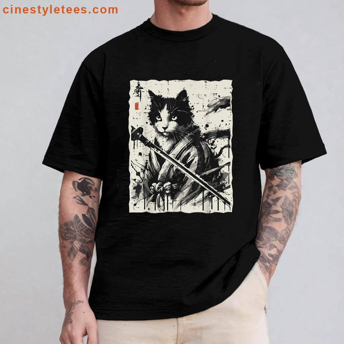 Japanese Ink Cat Warrior Shirt