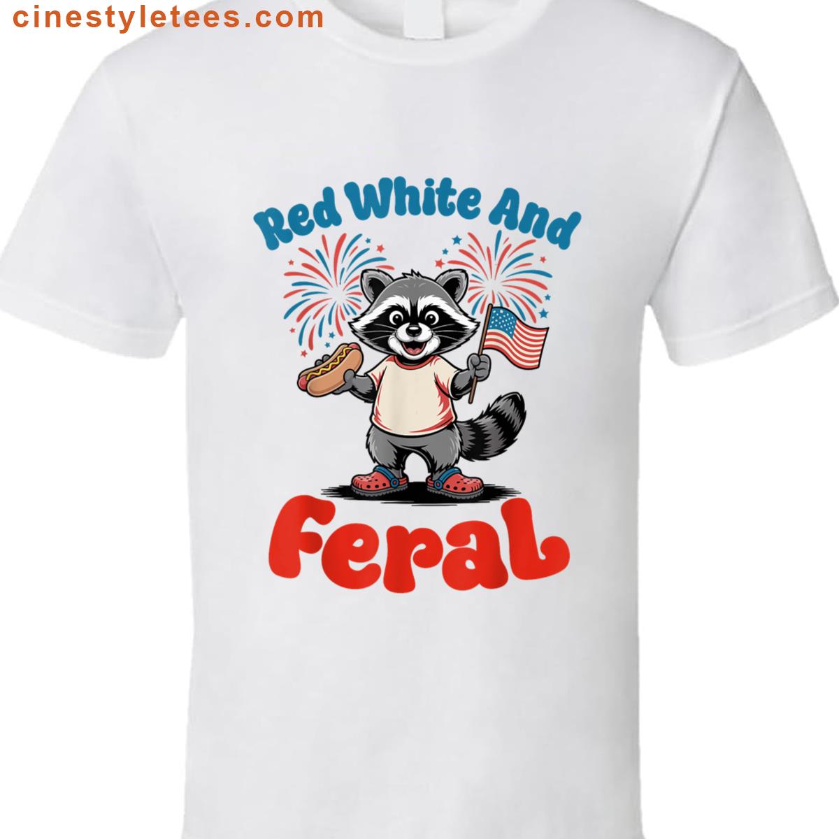 Patriotic Raccoon Red White Hot Dog Shirt