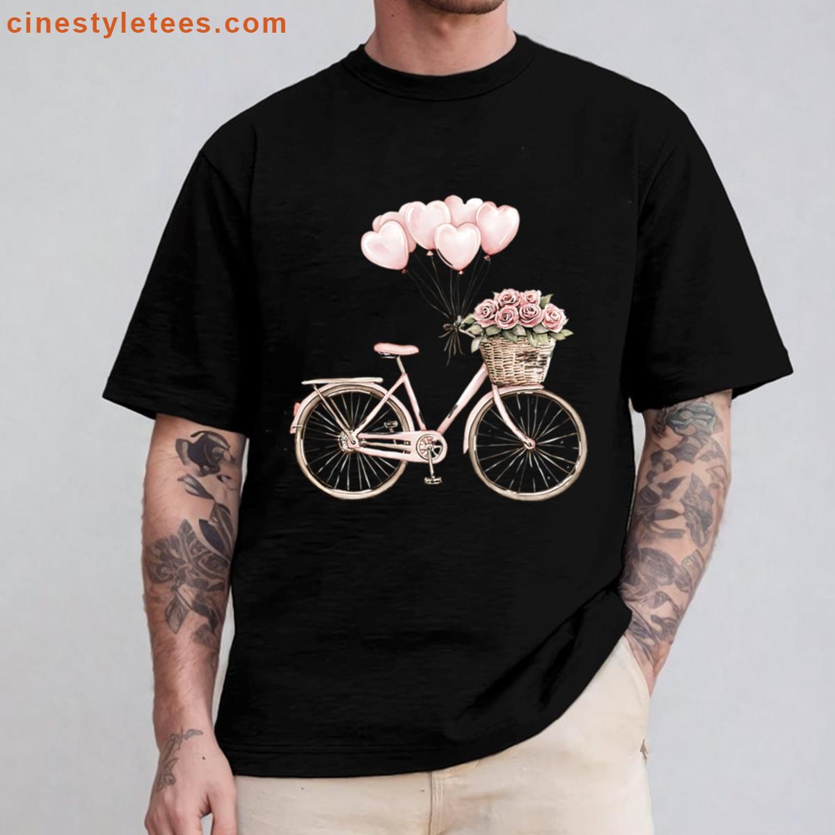 Pink Bicycle Heart Balloons Shirt