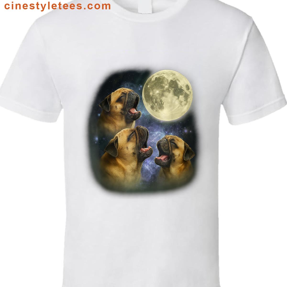 Pugs Howling Moon Funny Shirt
