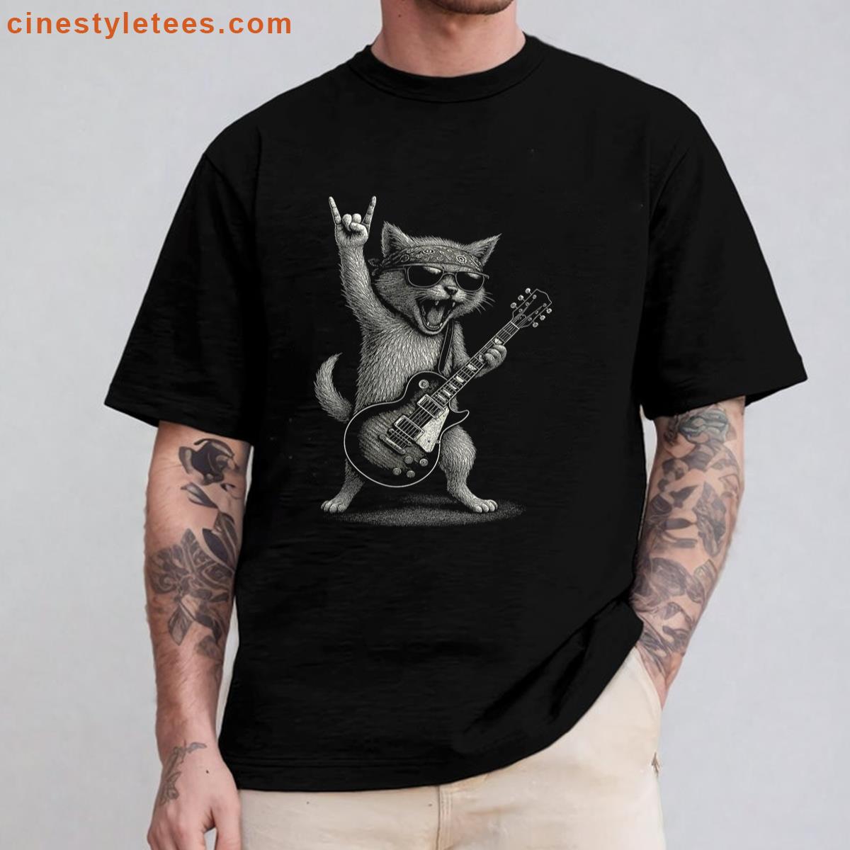 Retro Cat Music Gift Shirt
