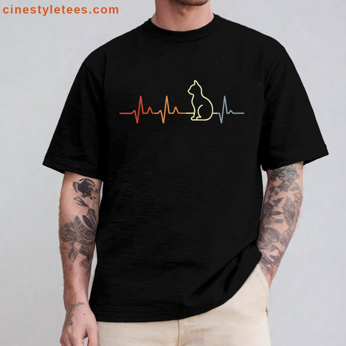 Retro Heartbeat Cat Shirt