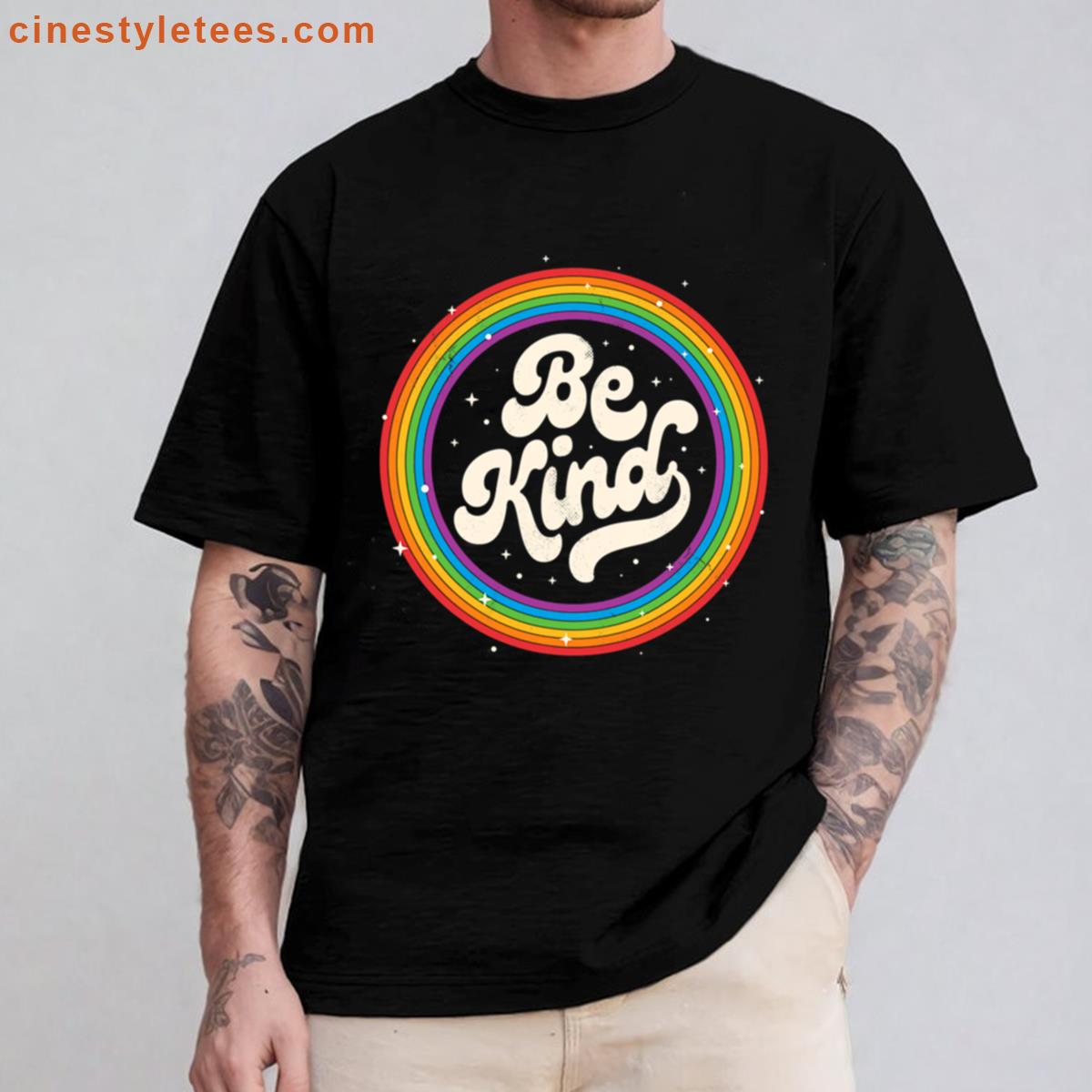 Lgbtq Be Kind Gay Pride Lgbt Ally Rainbow Flag Retro Vintage Shirt