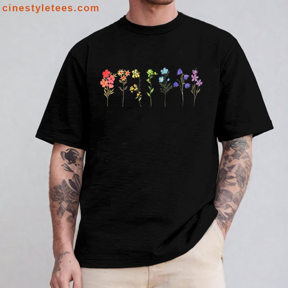 Lgbtq Wildflowers Rainbow Flowers Gay Lesbian Pride Month Shirt