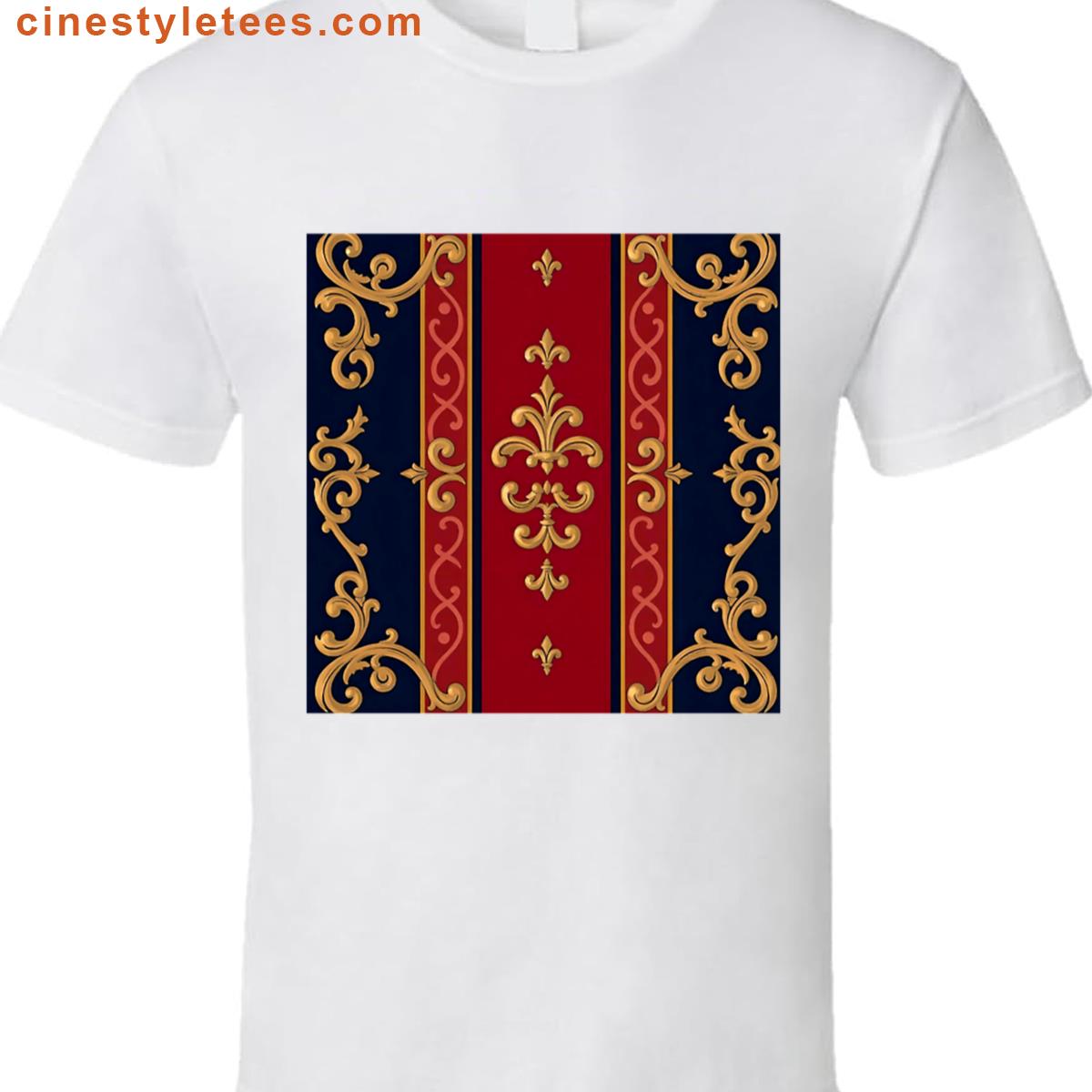 Midnight Blue Dusk Red Striped Baroque Shirt