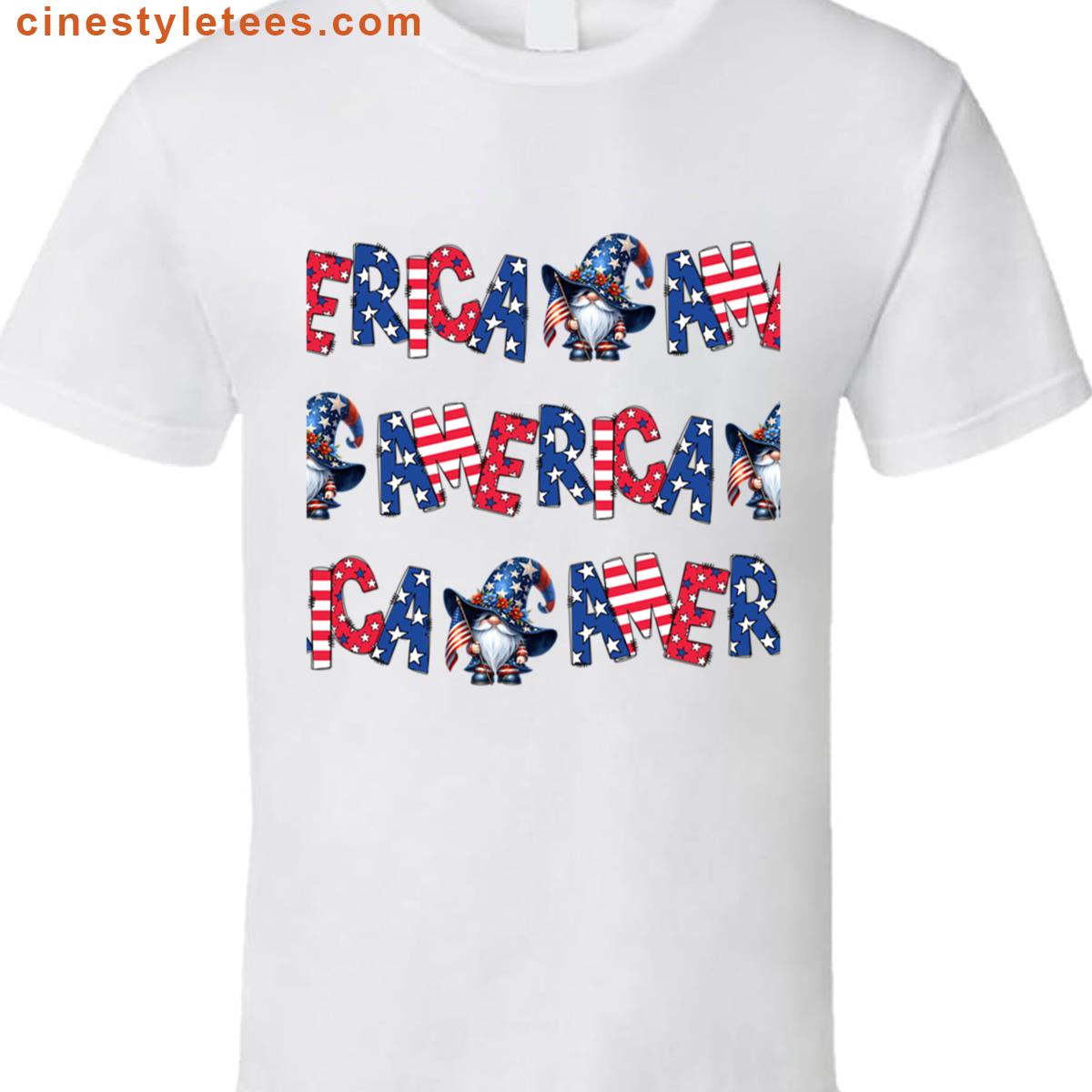 Patriotic America With Gnomes Oversized Shirt