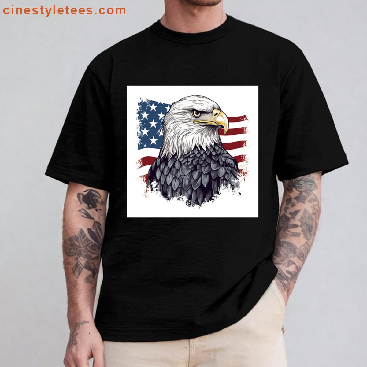 Patriotic American Flag Prin Oversized Shirt