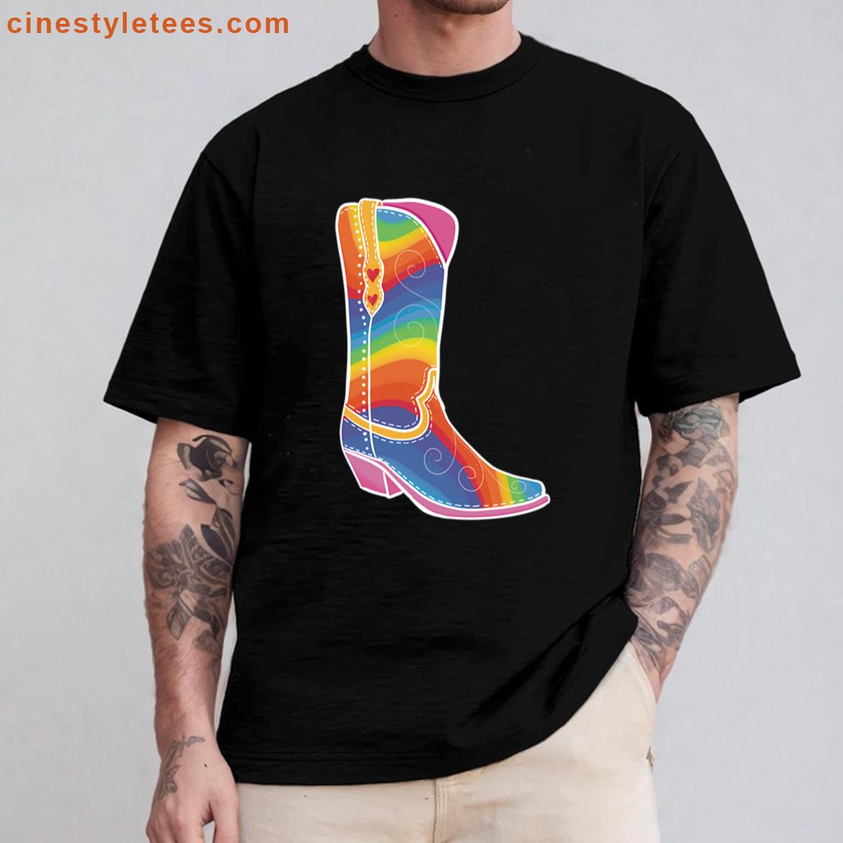 Pride Rainbow Cowgirl Boot Shirt