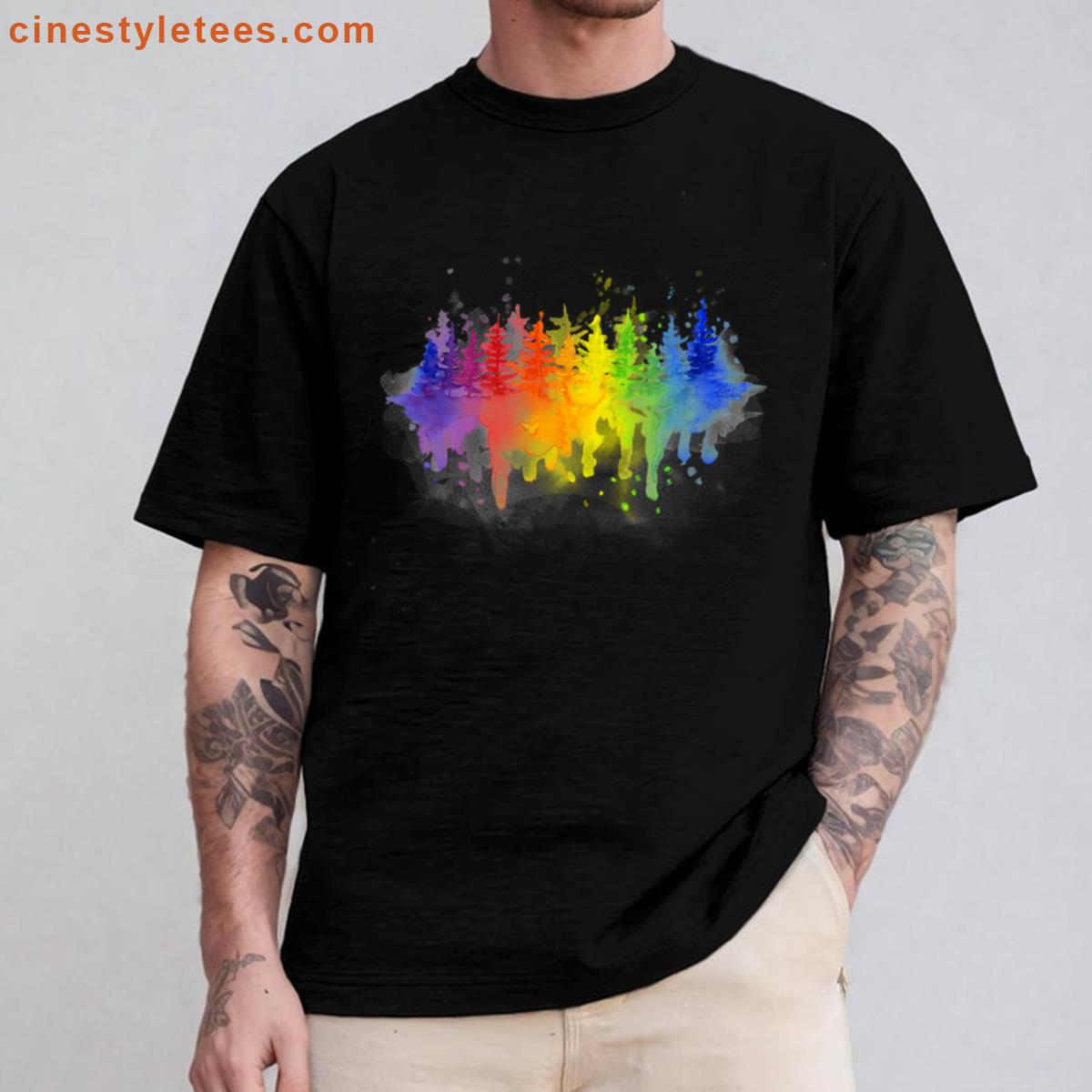 Rainbow Forest Watercolor Shirt