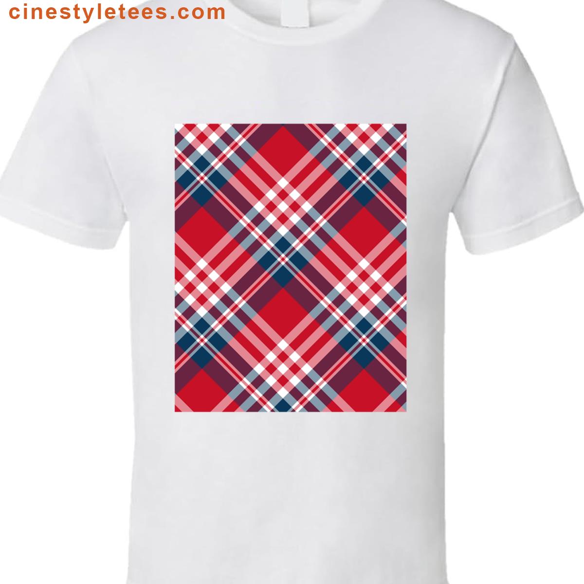 Red White And Blue Patriotic Plaid Graphic Shirt