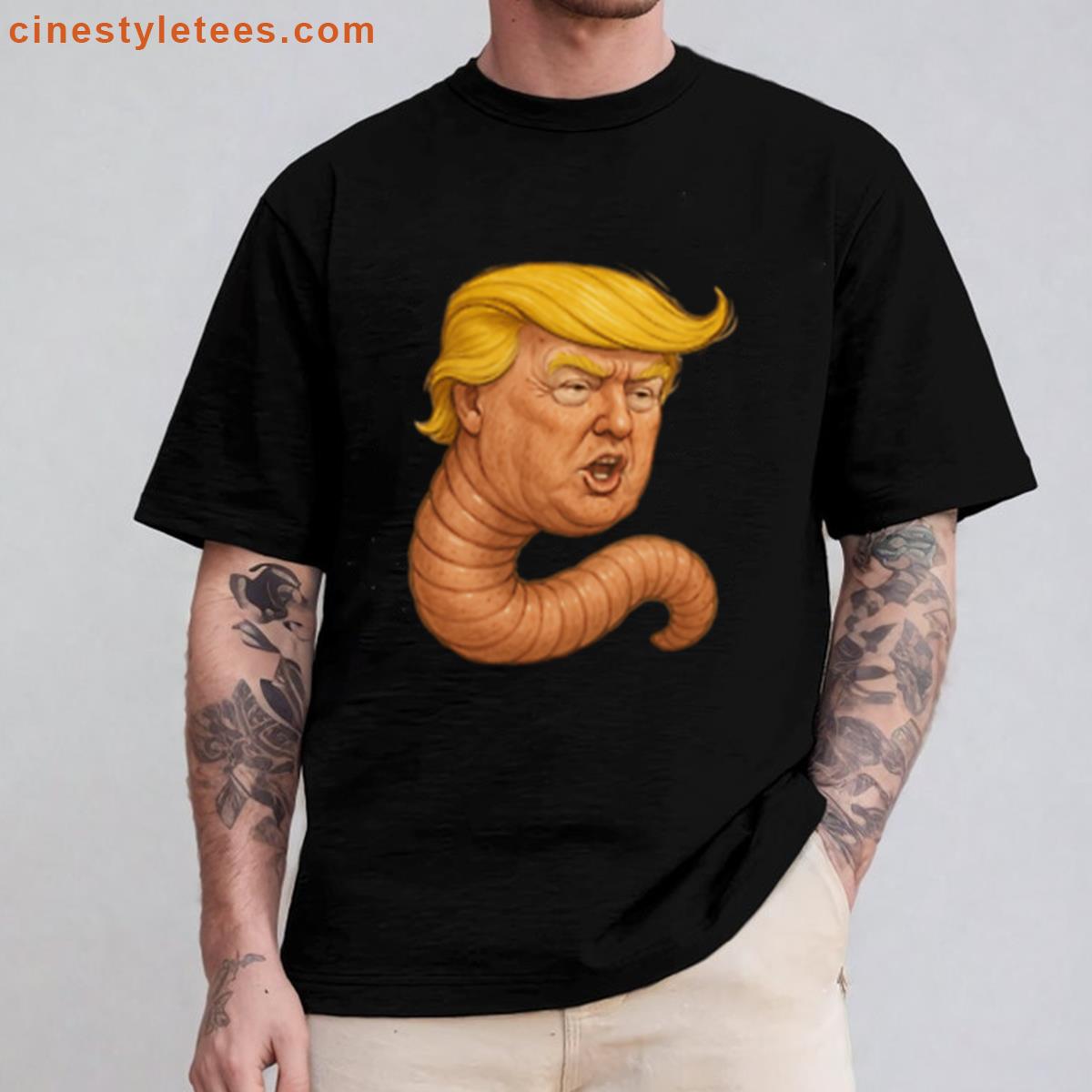 Sketched Angry Trump Worm Sticker – Orange Cheeto Oversized Shirt