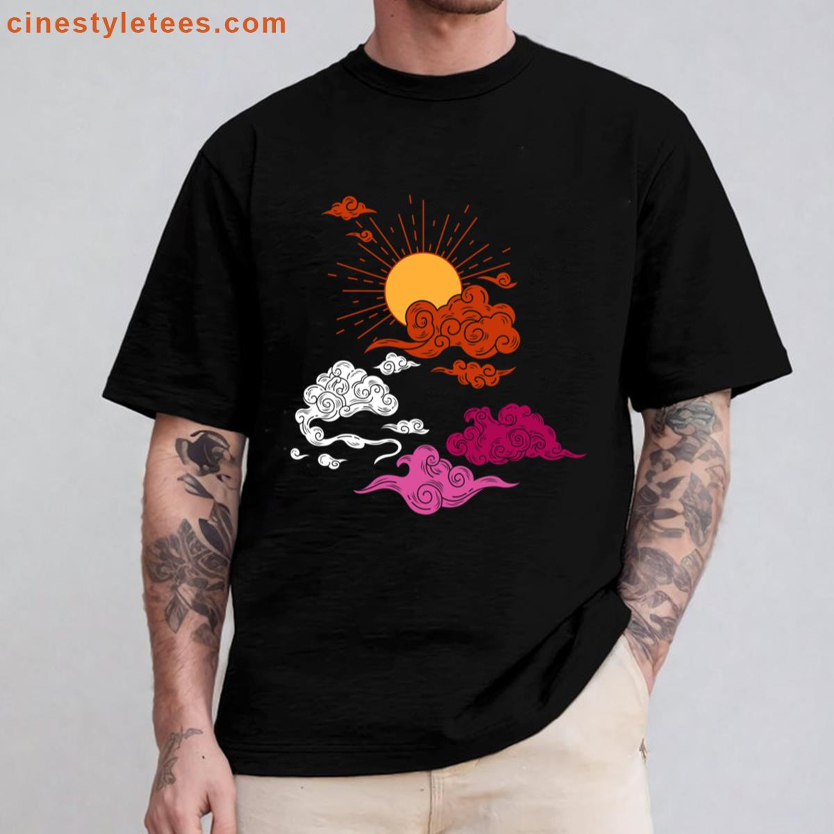 Suns And Clouds Lesbian Pride Oversized Shirt